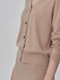 Classic V Neck Cardigan_Camel