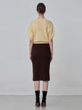 Straight Midi Skirt_Brown
