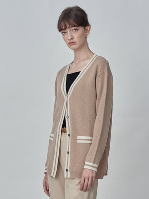 Button Long Cardigan_Camel