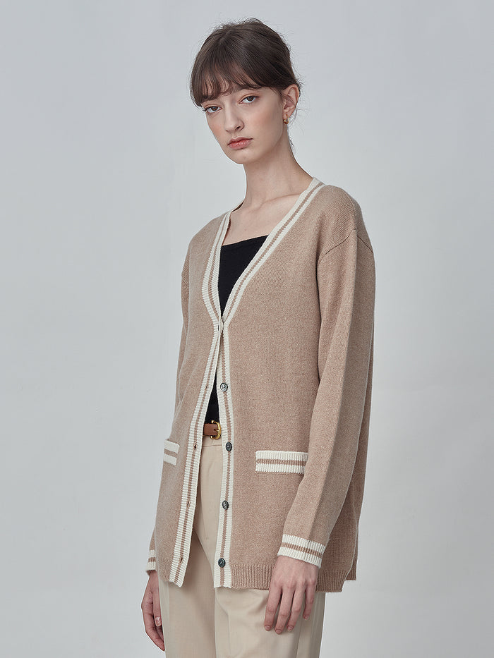 Button Long Cardigan_Camel