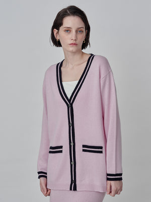 Button Long Cardigan_Pink