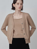 Sleeveless Top & Cardigan Set_Camel