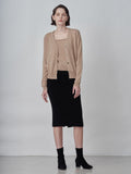 Sleeveless Top & Cardigan Set_Camel