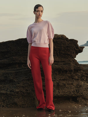 [Cafe Leandra] Straight Fit Pants_Red