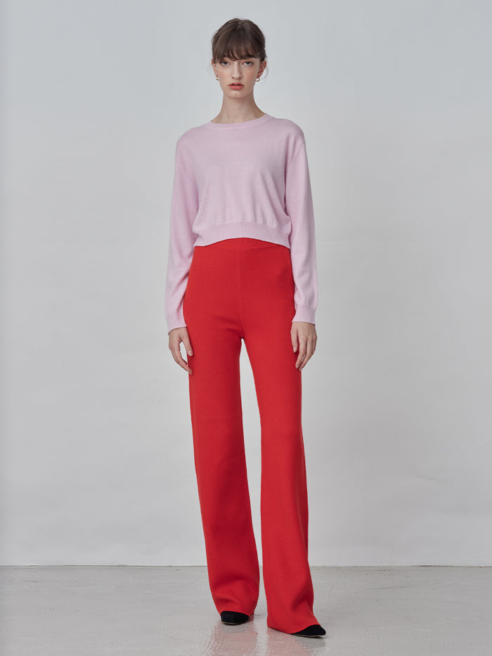 [Cafe Leandra] Straight Fit Pants_Red