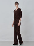 [Cafe Leandra] Straight Fit Pants_Brown