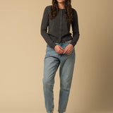 Round Neck Cardigan_Graphite