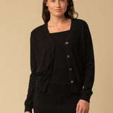 Sleeveless Top and Cardigan Set_Black