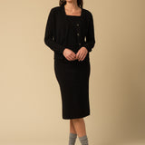 Sleeveless Top and Cardigan Set_Black