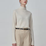 Simple High Neck Sweater_Vintage White
