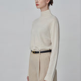 Simple High Neck Sweater_Vintage White