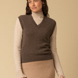 V Neck Vest_Mocha
