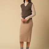 V Neck Vest_Mocha