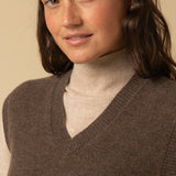 V Neck Vest_Mocha