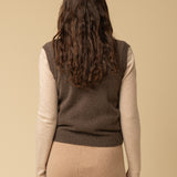 V Neck Vest_Mocha