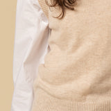 V Neck Vest_Oatmeal