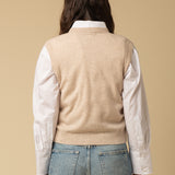 V Neck Vest_Oatmeal