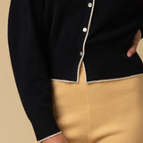 Volume Sleeve Cardigan_Dark Navy