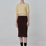 Straight Midi Skirt_Brown