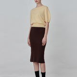 Straight Midi Skirt_Brown