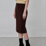 Straight Midi Skirt_Brown