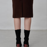 Straight Midi Skirt_Brown