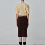 Straight Midi Skirt_Brown