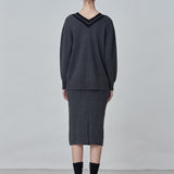 Straight Midi Skirt_Graphite