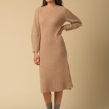 Volume Sleeve A Line Dress_Camel