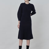 Volume Sleeve A Line Dress_Dark Navy