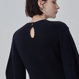 Volume Sleeve A Line Dress_Dark Navy
