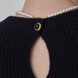Volume Sleeve A Line Dress_Dark Navy