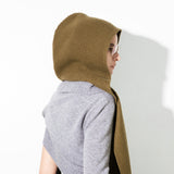 RIBBED HOODED SCARF_Khaki Green