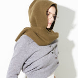 RIBBED HOODED SCARF_Khaki Green