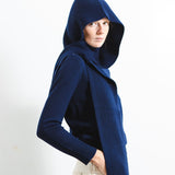 RIBBED HOODED SCARF_Navy