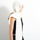 RIBBED HOODED SCARF_Ivory