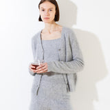 Brushed Sleeveless Top and Cardigan Set_Grey Pearl