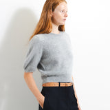 Brushed Puff Shortsleeve Top_Grey Pearl