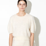 Brushed Puff Shortsleeve Top_Ivory