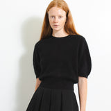 Brushed Puff Shortsleeve Top_Black