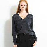 Oversized V-neck Sweater_Graphite