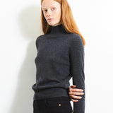 Simple High Neck Sweater_Graphite
