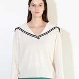 Sailor Collar Top with Color Point_White