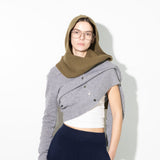 RIBBED HOODED SCARF_Khaki Green