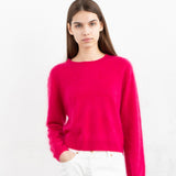 Cashmere Brushed Long Sleeve Sweater_Hot Pink
