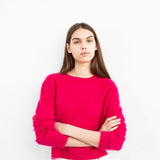Cashmere Brushed Long Sleeve Sweater_Hot Pink