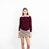 Cashmere Cable Crewneck Sweater_Burgundy
