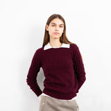 Cashmere Cable Crewneck Sweater_Burgundy