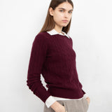 Cashmere Cable Crewneck Sweater_Burgundy