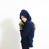 RIBBED HOODED SCARF_Navy